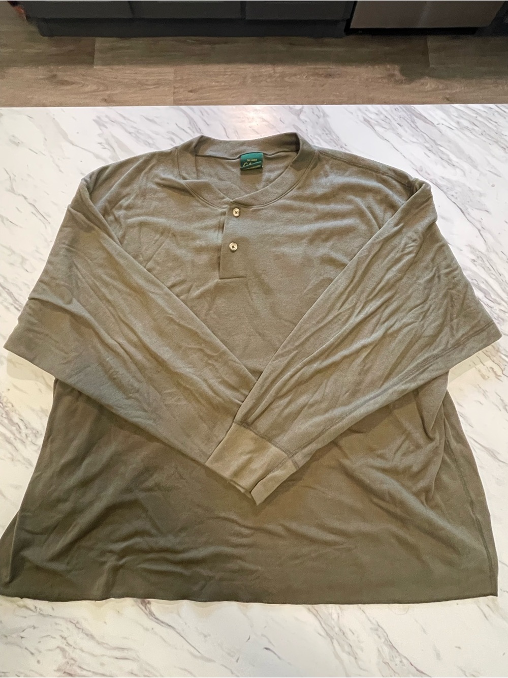 Cabela's Olive Long Sleeve Henley Shirt.‎ Made in USA
